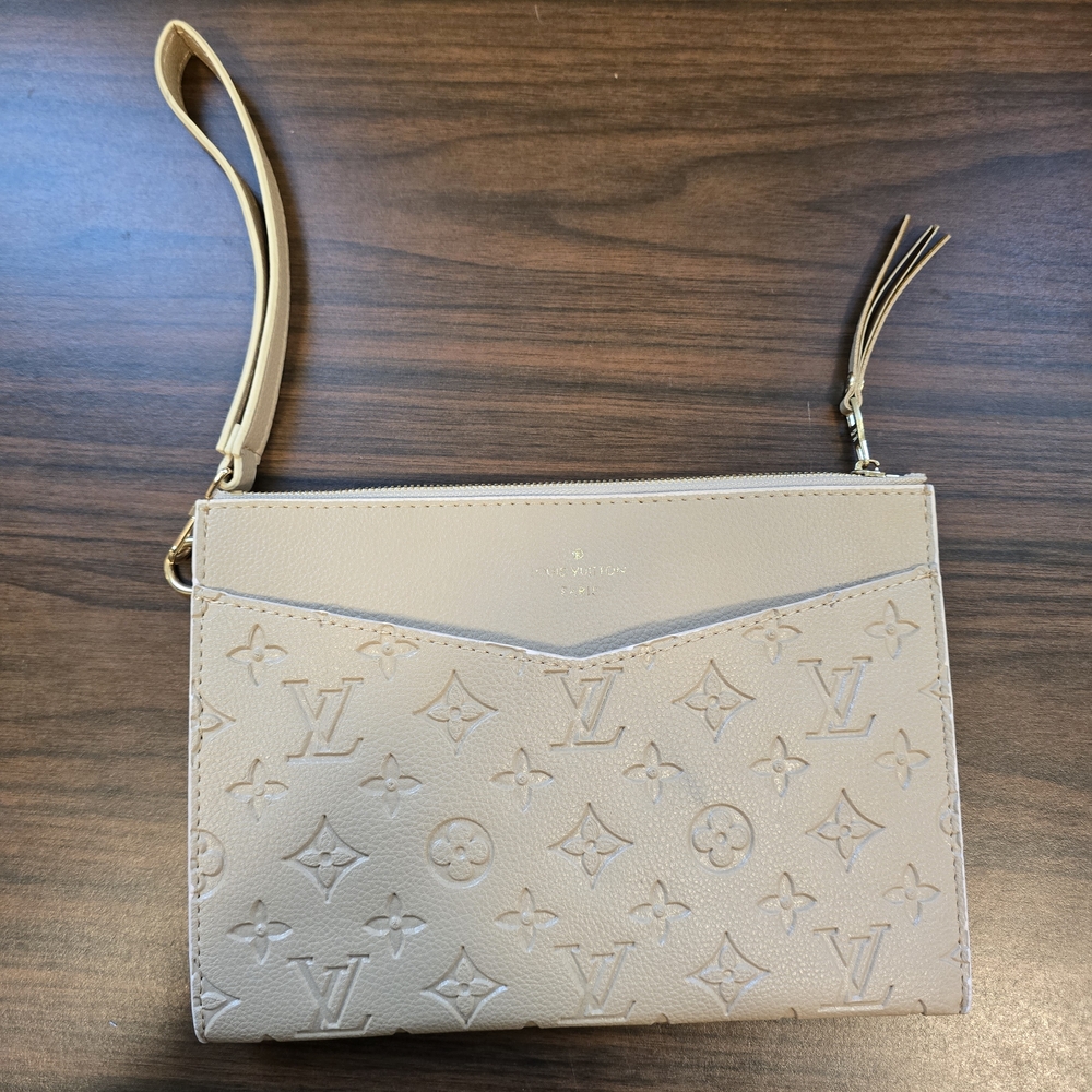 Louis Vuitton Beige Wristlet Clutch